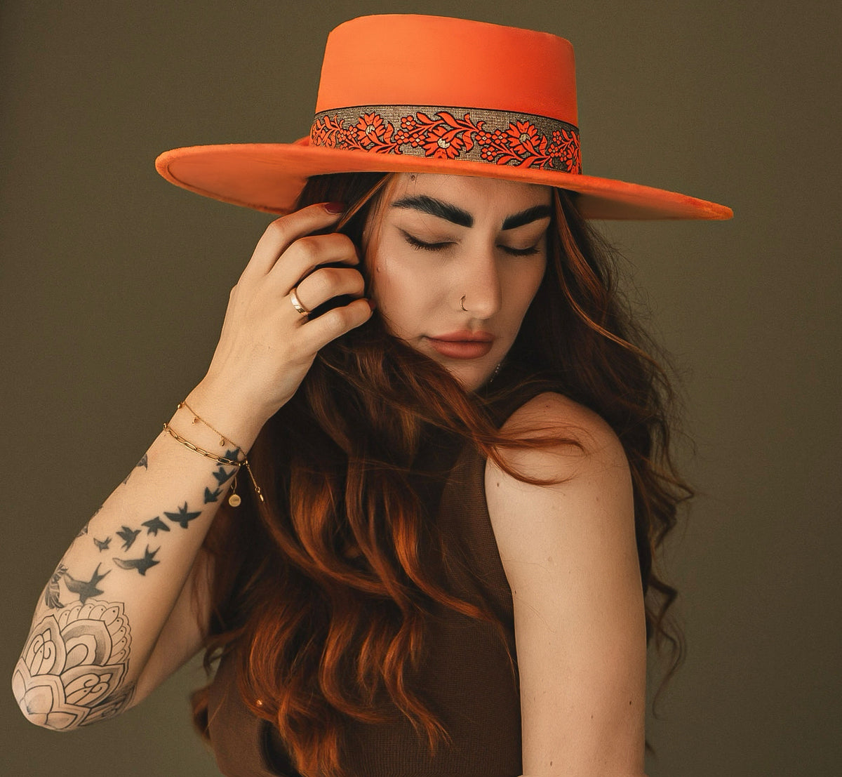 Boater “Audrey” in pumpkin