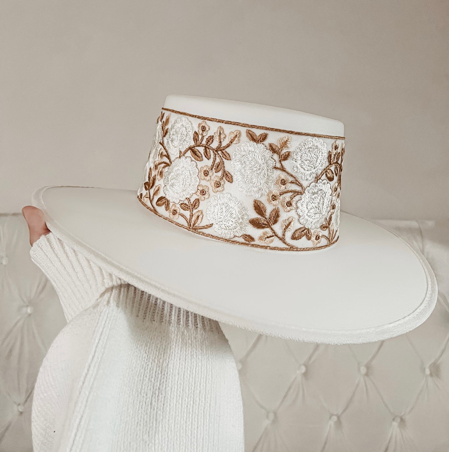 Boater 'Gloria' Pure white