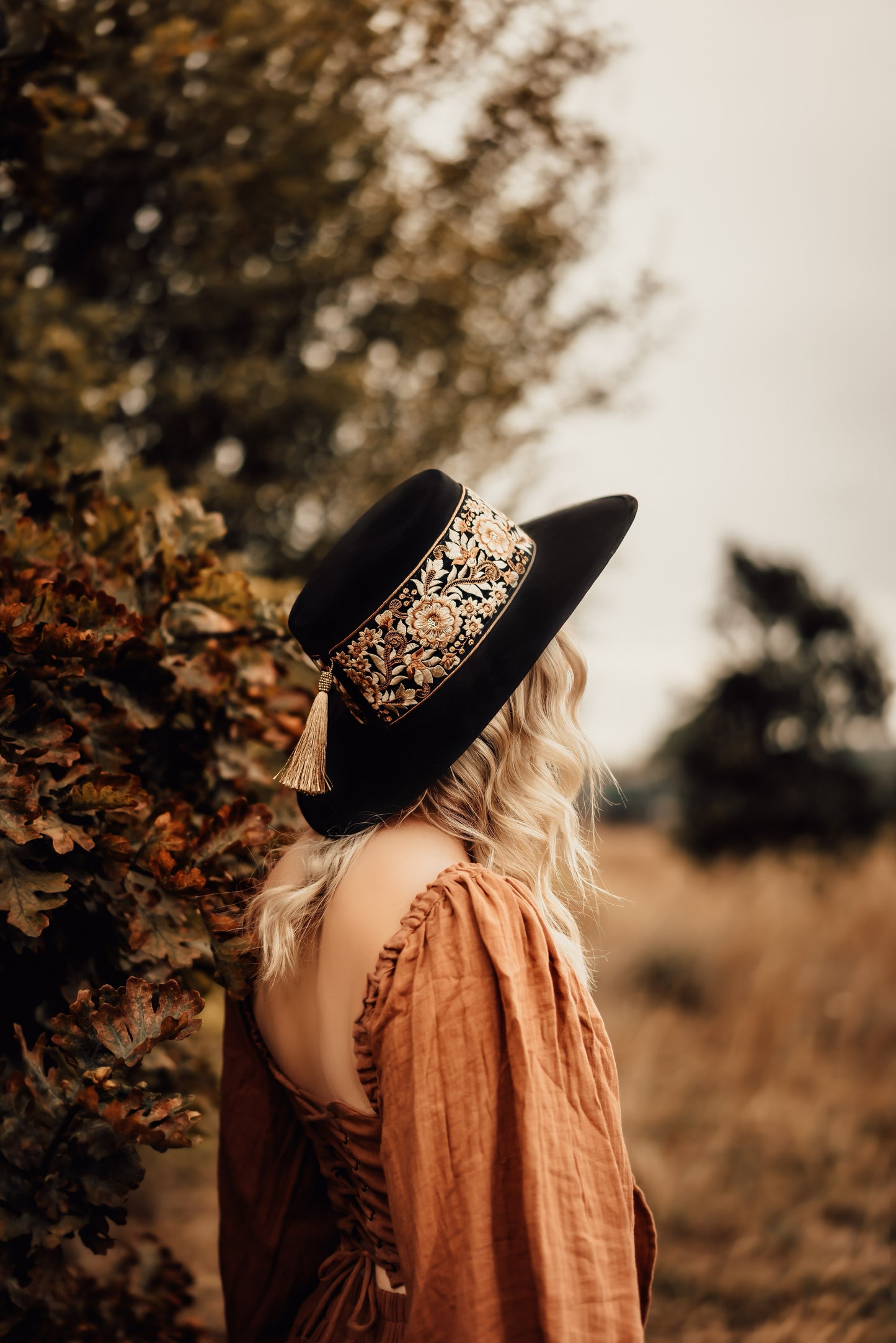 Boater hat “Daisy” Black