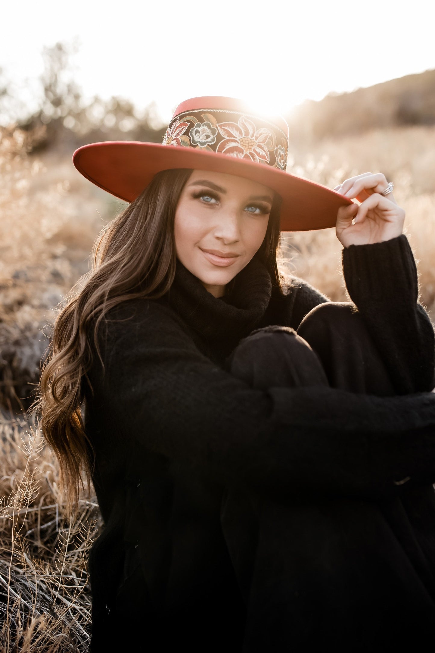 Boater hat “Charlotte” in cherry red